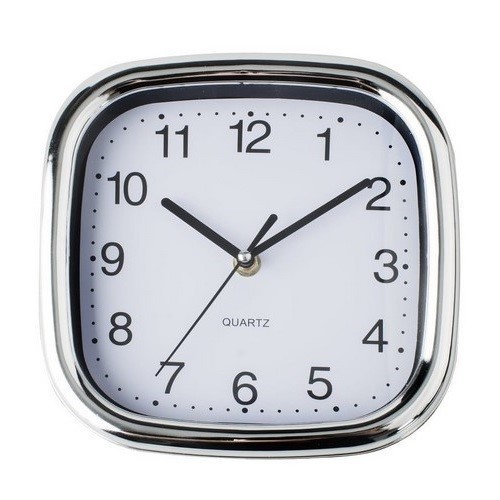 RELOJ PARED KUKEN BLANCO/CROMO CUADRADO 20CMS